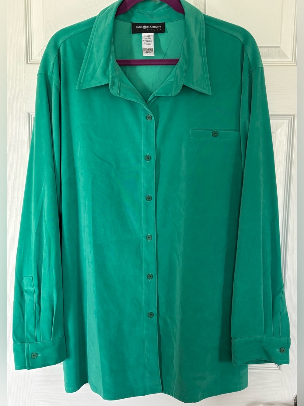 Sag Harbor Emerald Green Button-Down Shirt Jacket